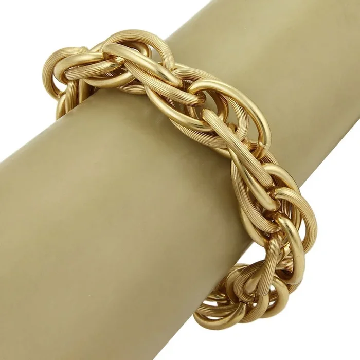 Large Multi Oval Grooved 18k Yellow Gold Link Bracelet