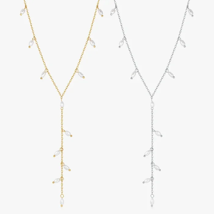 Lariat Mini Pearls Necklace