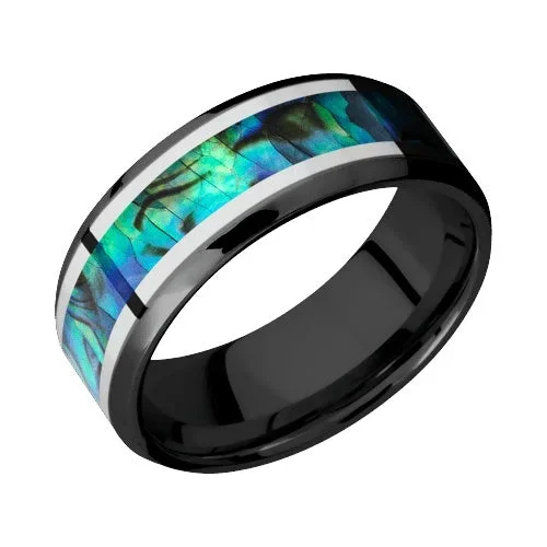 Lashbrook Zirconium Band with Polish Polished Finish and Palladium Silver Inlay