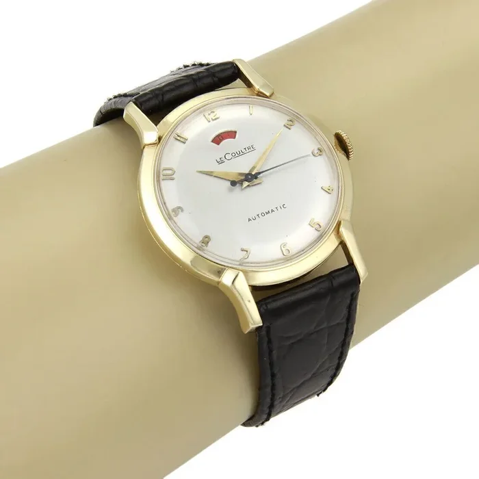 Le Coultre Automatic Men’s 14k Gold & Leather Band Wrist Watch