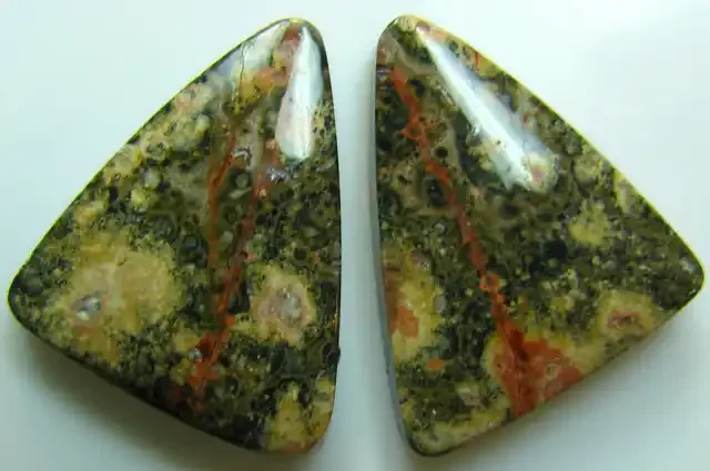 LEOPARD SKIN JASPER CABOCHON PAIR OF STONES 19.85 CTS