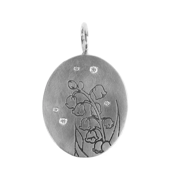 Lily of the Valley Oval Charm – Sterling Silver