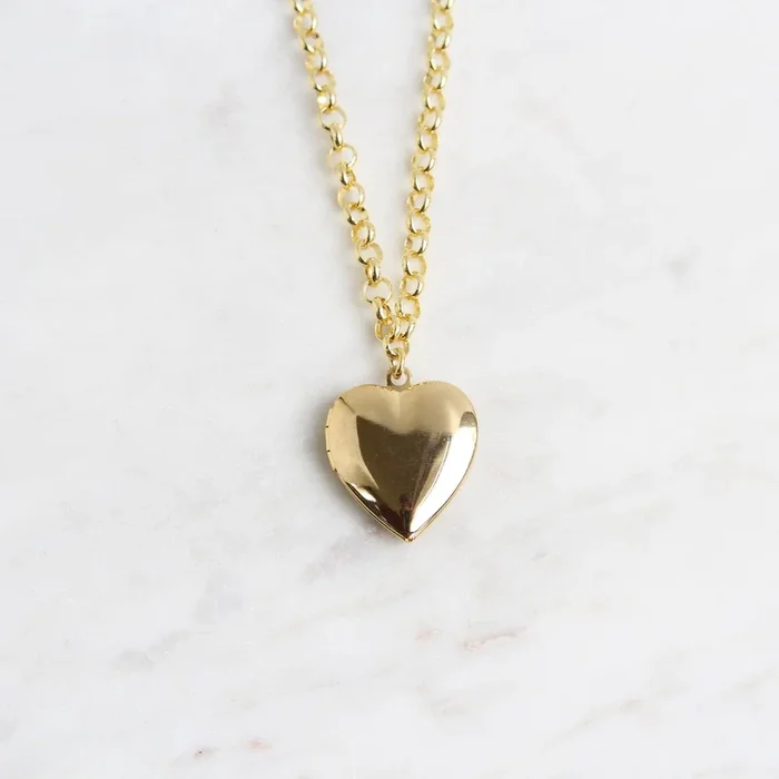 Link Chain Vintage Heart Locket Necklace