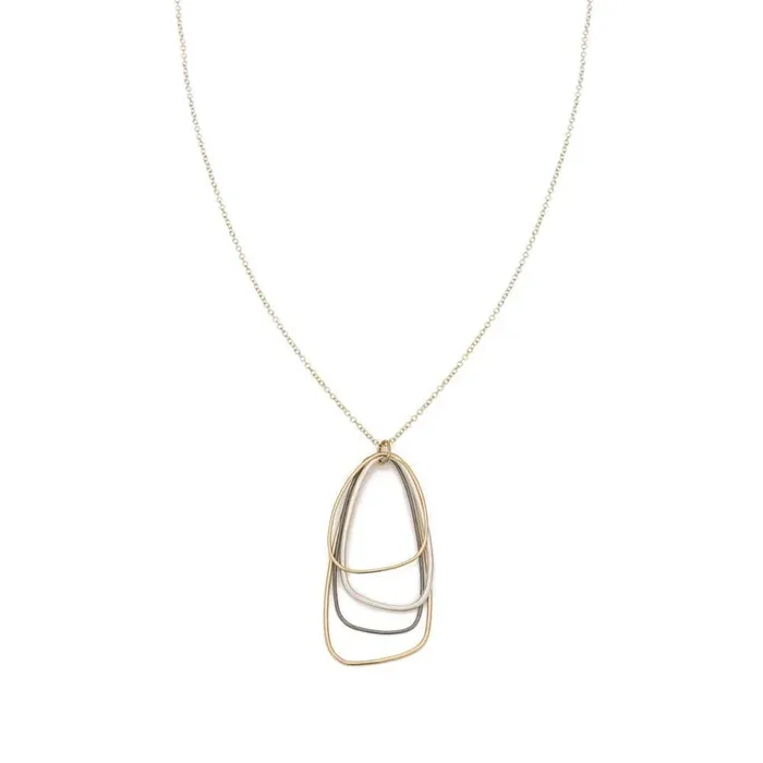 Long Tri Toned Multi Triangle Necklace