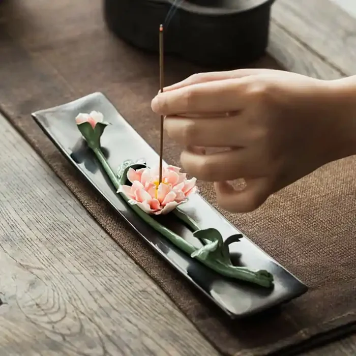 Lotus Peony Rose Flower Ceramic Spiritual Incense Burner (Extra 30% Off USE CODE FS30)