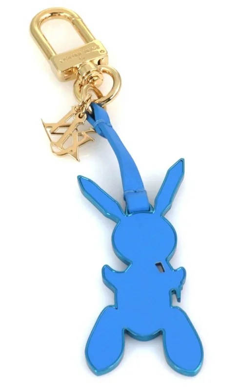 Louis Vuitton Blue Jeff Koons Rabbit Blue Logo Bag Charm Keychain Holder