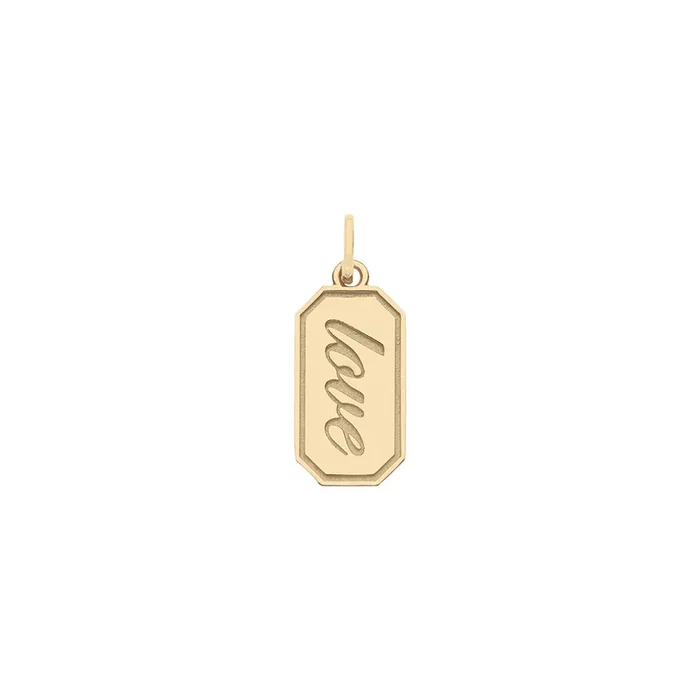 LOVE Tag Engravable Charm in Solid Gold