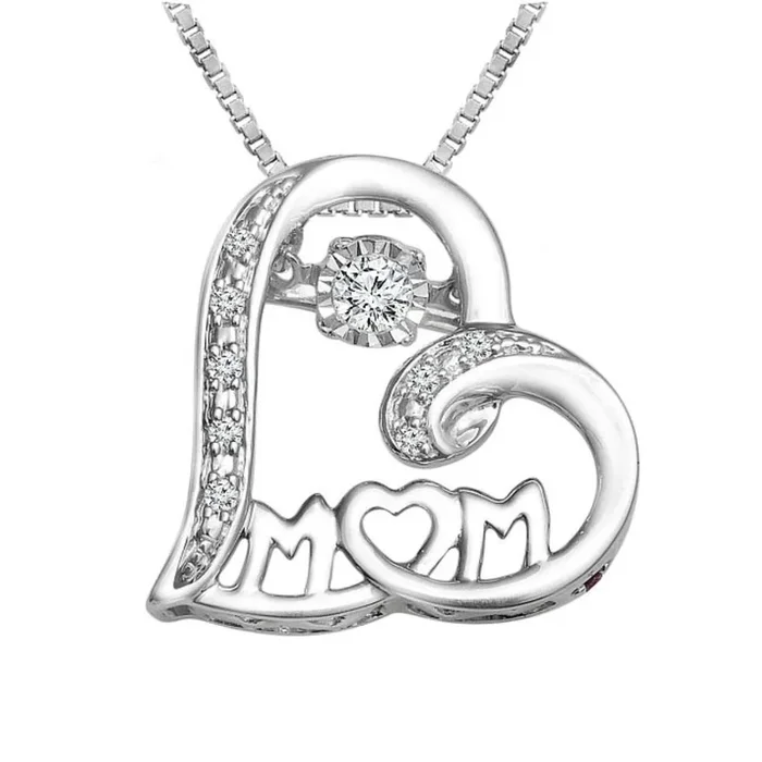 LoveSong 1/10 CTW Natural Diamond Mom 18-inch Pendant in Sterling Silver