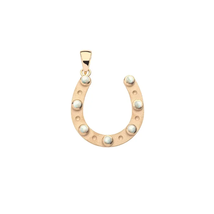 LUCKY Count Your Wishes Horseshoe in Solid Gold with Opal Stones