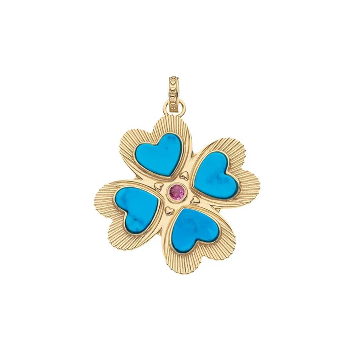 LUCKY in Love Clover Pendant with Turquoise