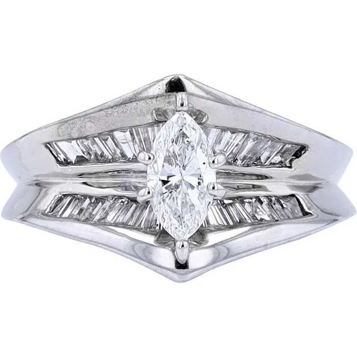 Luxurious 14K White Gold Marquise Diamond Engagement Ring – 1.95 Carat Total Diamond Weight
