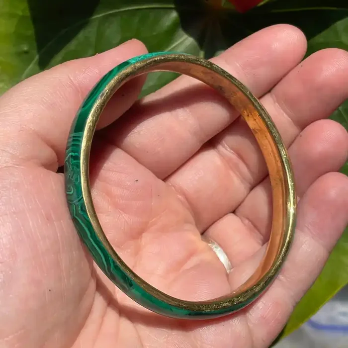 Malachite Bangles with Brass Interior; Malachite Jewellery from Lubumbashi, Democratic Republic of Congo