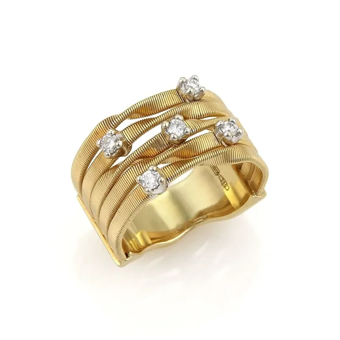 Marco Bicego Marrakech Diamond 18k Yellow Gold 5 Row Band Ring – Size 7