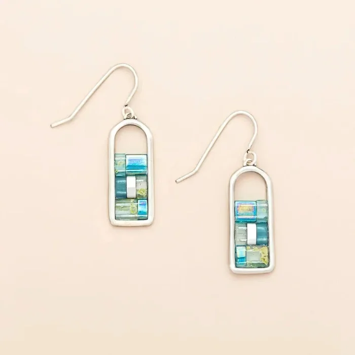 Marine/Silver Good Karma Miyuki Frame Earrings