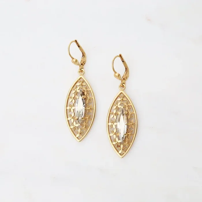 Marquise Clear Crystal Earrings – Gold Plate