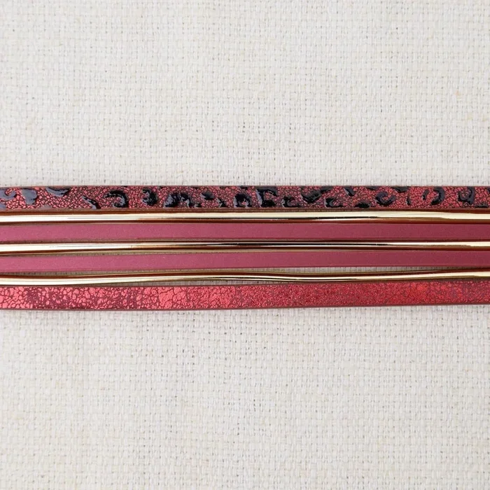 Matte Gold Red Print Bracelet