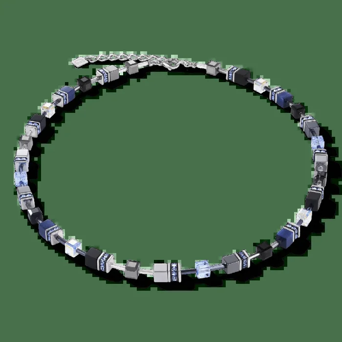 Medium Blue & Onyx Geo Cube Necklace