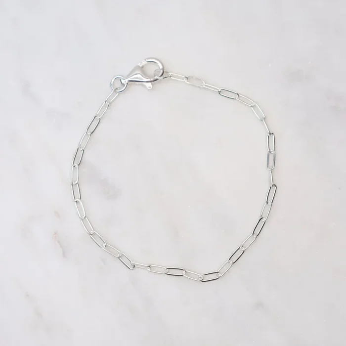 Medium Sterling Silver Flat Drawn Cable Chain Bracelet