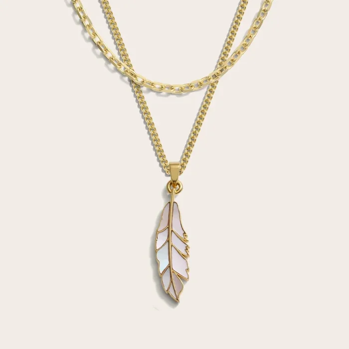 Men’s Mother of Pearl Feather Necklace Set