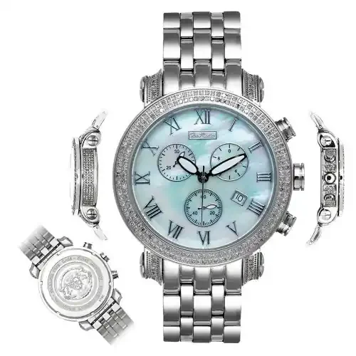 Men‘s Diamond Watch Joe Rodeo Classic JCL18 3.5 Ct Illusion Dial Mother Of Pearl
