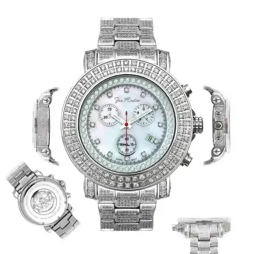 Men‘s Diamond Watch Joe Rodeo Junior JJU27 16.25 Ct Fully Loaded MOP White Dial
