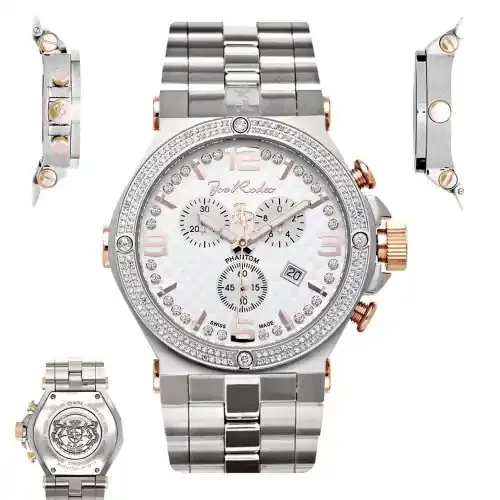 Men‘s Diamond Watch Joe Rodeo Phantom JPTM16 2.25 Ct White MOP Dial