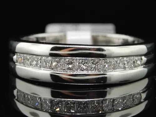 MENS 14K WHITE GOLD .50 CT DIAMOND WEDDING BAND RING