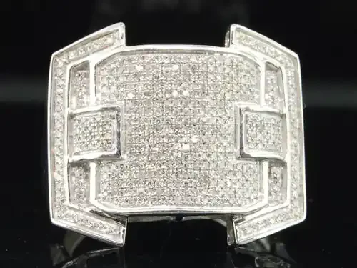 Mens .925 Sterling Silver 0.65 Ct. Designer Domed Diamond Pinky Ring Engagement