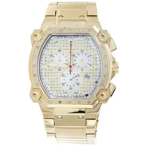 Mens Aqua Master Diamond Chronograph Watch 40mm Rectangle Cargo W 143 0.25 Ct.