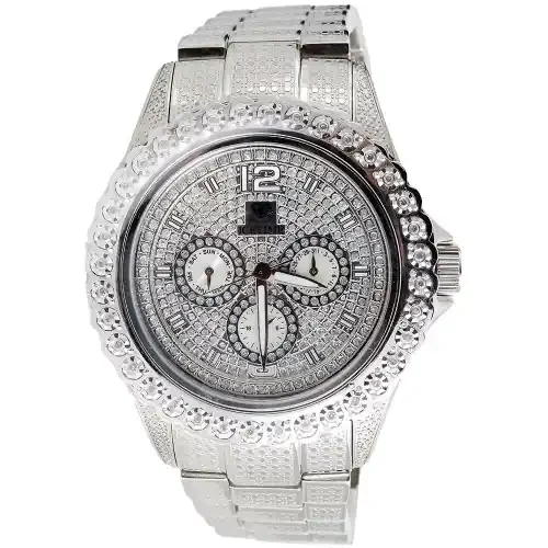 Mens Diamond Watch Ice Time Bling Jojo Jojino Joe Rodeo Illusion Band 0.25 CT.