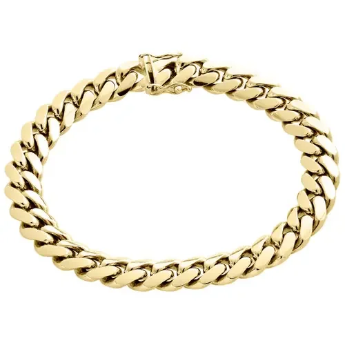 Mens Genuine 10K Yellow Gold 11mm Solid Miami Cuban Link Bracelet Box Clasp 9″