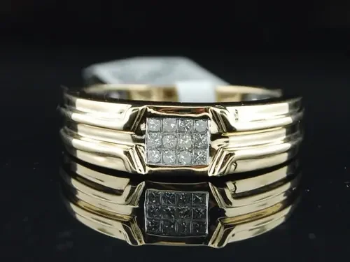 MENS PRINCESS CUT DIAMOND WEDDING ENGAGEMENT BAND RING