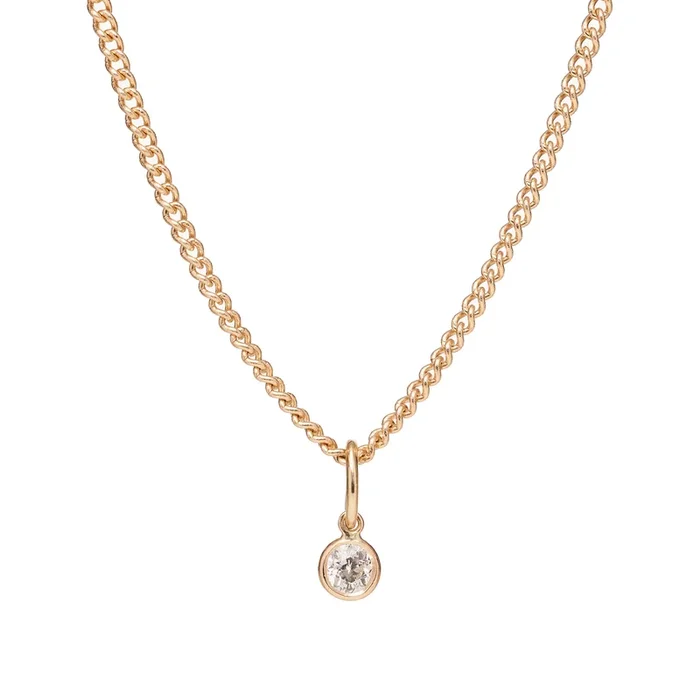 Métier Modern 14k Gold Bezel Set Diamond Charm Pendant- .35ct