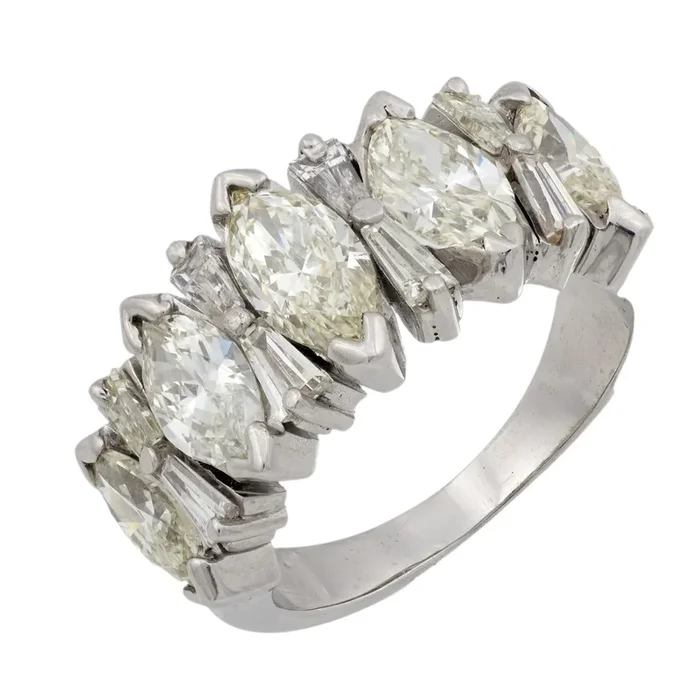 Mid Century 4 carat total weight diamond 14k white gold half eternity ring
