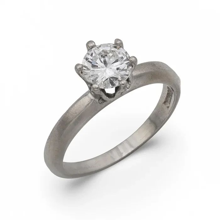 Mid Century diamond platinum solitaire engagement ring