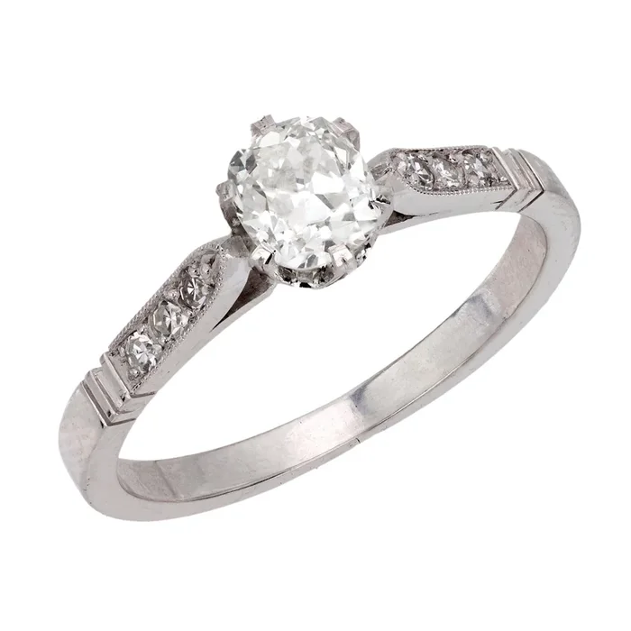 Mid Century GIA 1.02 carat diamond 18k white gold engagement ring