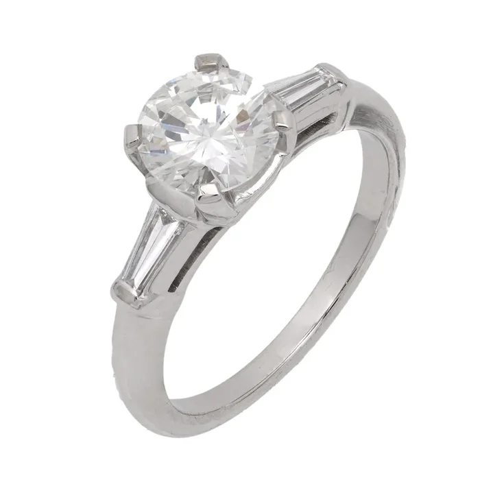 Mid Century GIA 1.15 carat diamond platinum engagement ring