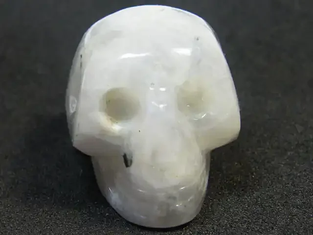 MILKY WHITE CRYSTAL SKULL SKELETON CARVING 112.15GR AG731