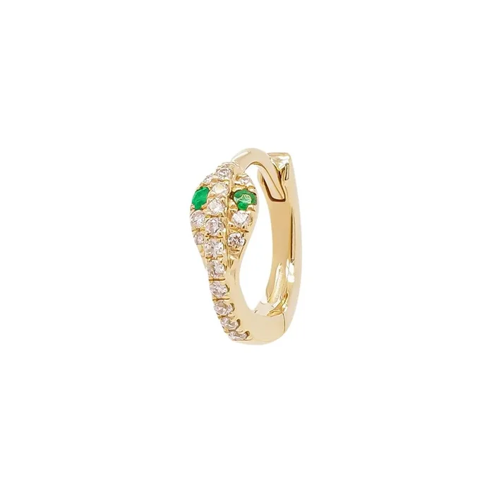 Mini Diamond Snake Huggie Hoop – Emerald Eyes | Single