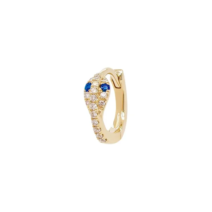 Mini Diamond Snake Huggie Hoop – Sapphire Eyes | Single