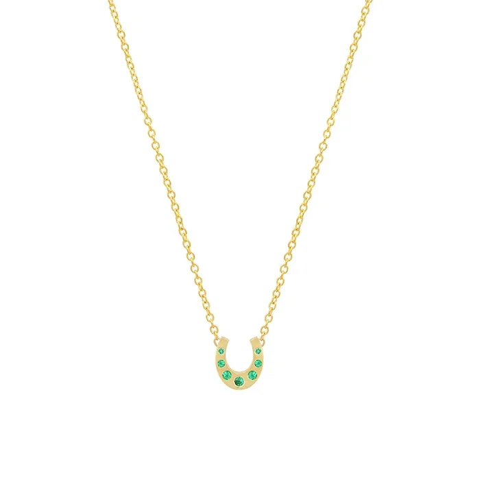 Mini Horseshoe Necklace with Emerald Accents