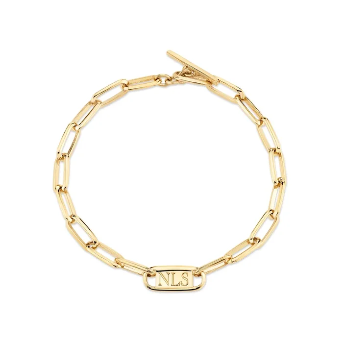 Mini Nameplate Knife Edge Oval Link Chain Bracelet