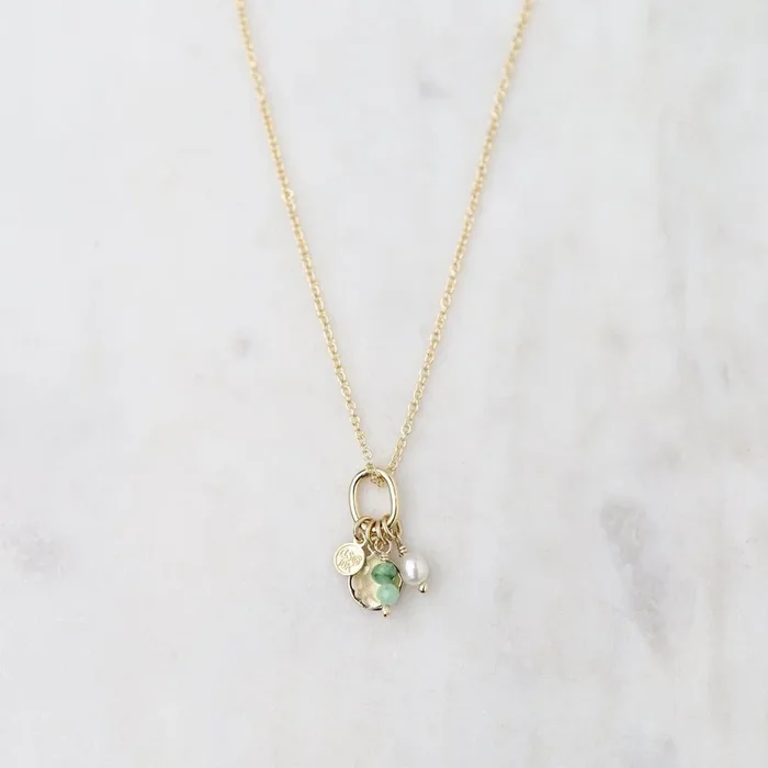 Mini Sakota Emerald Gemstone Charm Necklace
