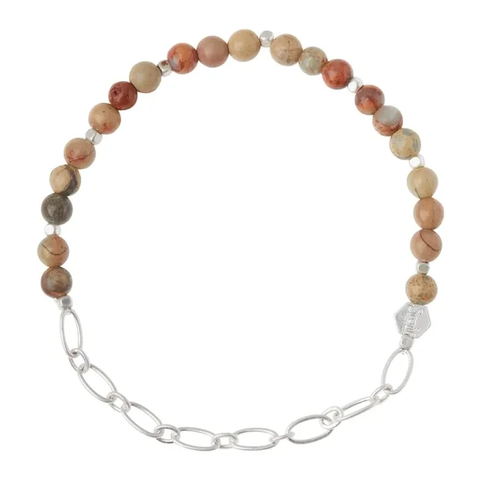 Mini Stone with Chain Stacking Bracelet – Aqua Terra/Silver