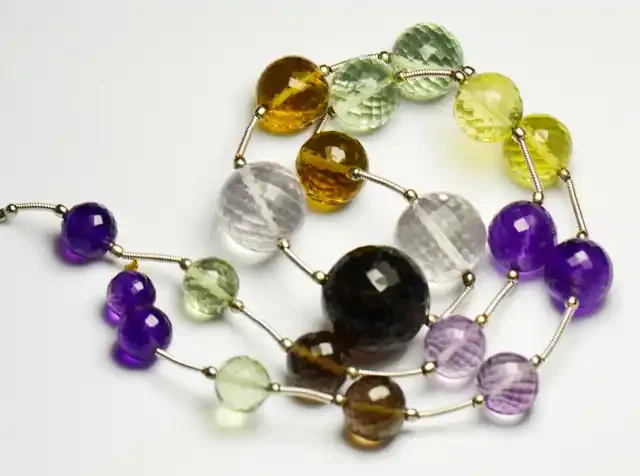 Mixed Amethyst Quartz round beads faceted 16
