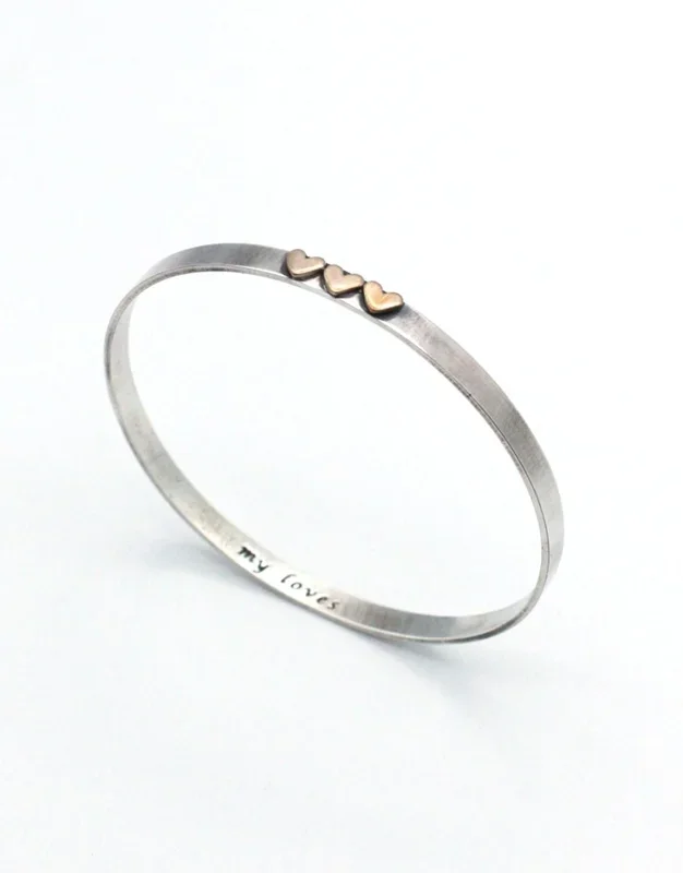 Mixed Metal Secret Love Message Sterling Bangle