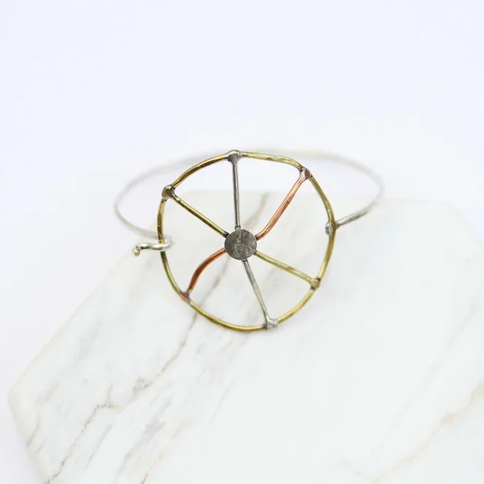 Mixed-Metal Wire Pinwheel Clasp Bracelet