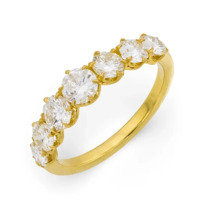 Modern round brilliant cut diamond 18k yellow gold band