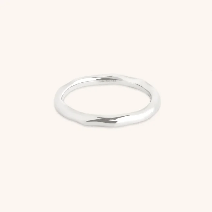 Molten Band Ring in Solid White Gold