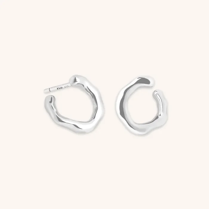 Molten Orbit Small Hoops in Silver